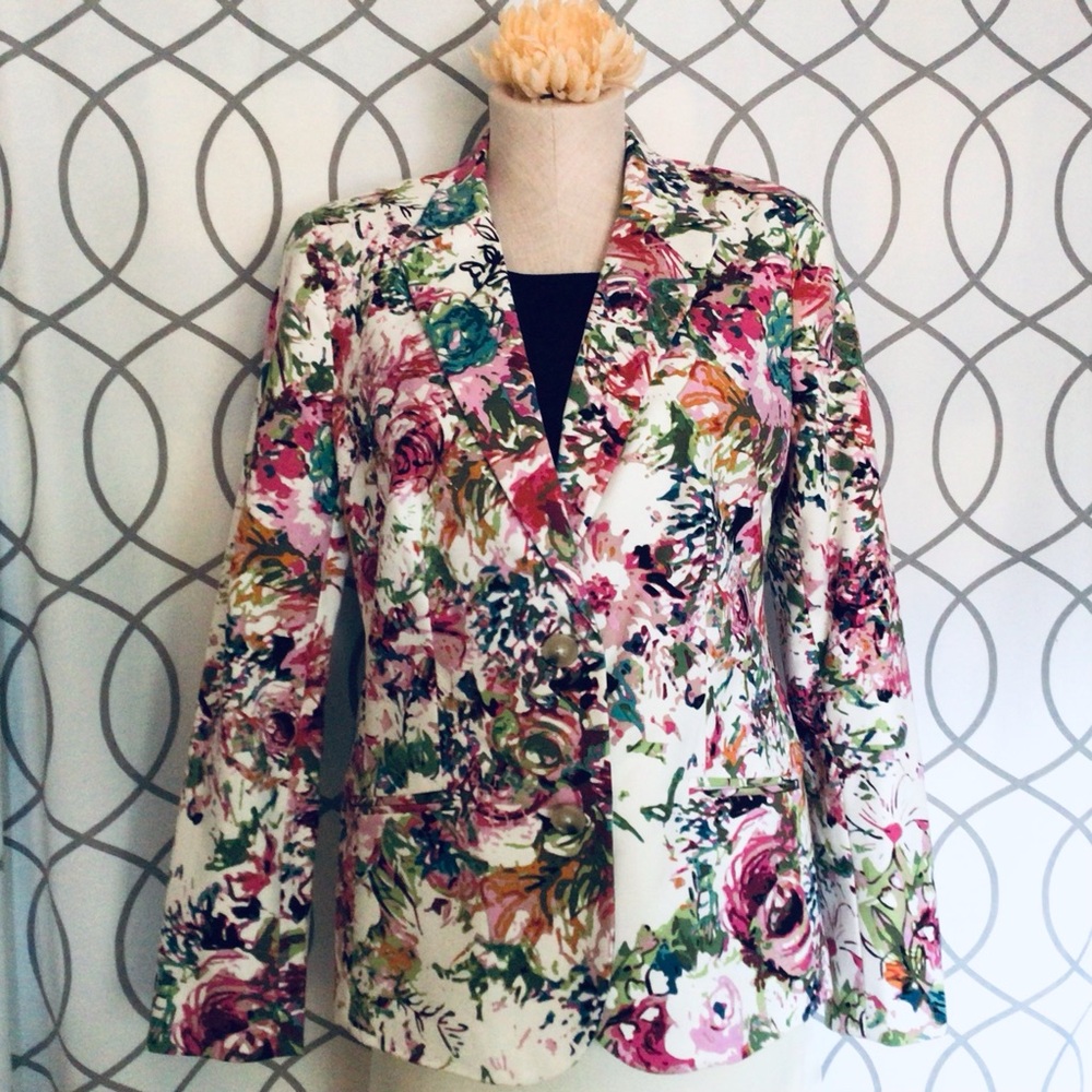 Liz Claiborne Pink and Green Blazer with Classic Tailoring Sz.Med